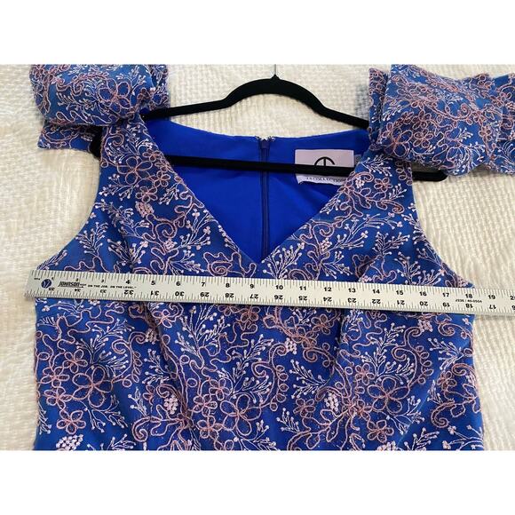 NEW JS COLLECTIONS DRESS KAMILA MERMAID BOW EMBROIDERED FLORAL MAXI LONG GOWN - Picture 14 of 15